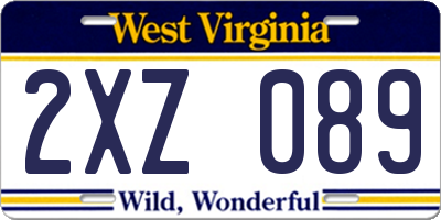 WV license plate 2XZ089