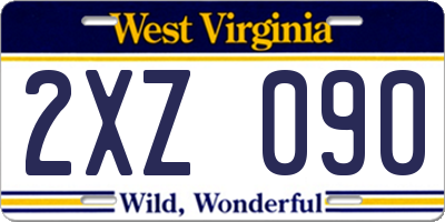 WV license plate 2XZ090