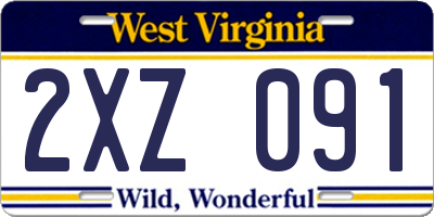 WV license plate 2XZ091