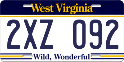 WV license plate 2XZ092
