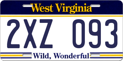 WV license plate 2XZ093