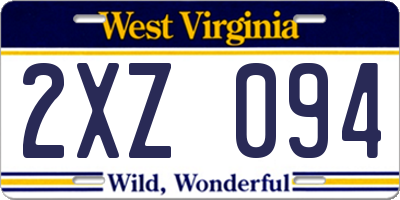 WV license plate 2XZ094