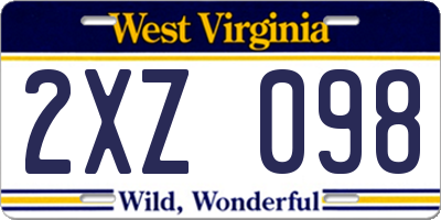 WV license plate 2XZ098