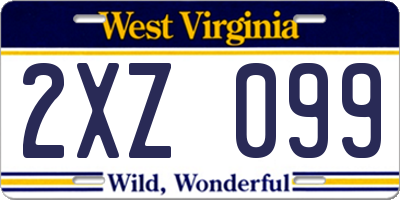 WV license plate 2XZ099