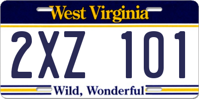 WV license plate 2XZ101