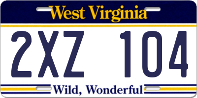 WV license plate 2XZ104