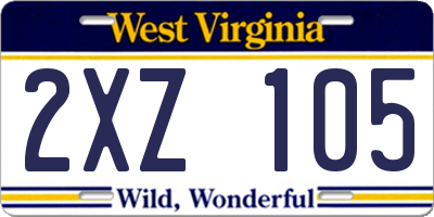 WV license plate 2XZ105