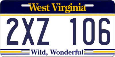 WV license plate 2XZ106