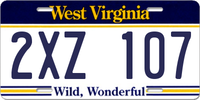WV license plate 2XZ107