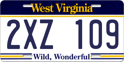 WV license plate 2XZ109