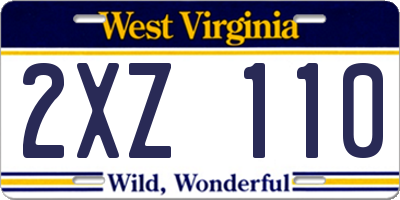 WV license plate 2XZ110