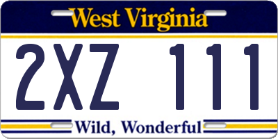 WV license plate 2XZ111
