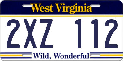WV license plate 2XZ112