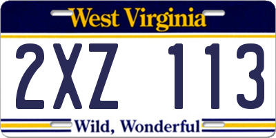 WV license plate 2XZ113