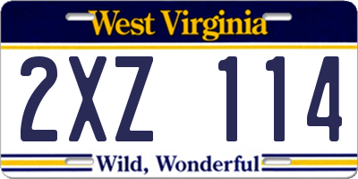 WV license plate 2XZ114