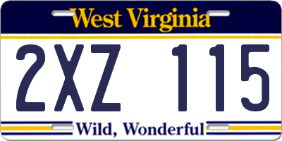 WV license plate 2XZ115