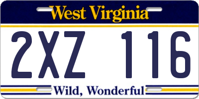 WV license plate 2XZ116