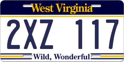 WV license plate 2XZ117
