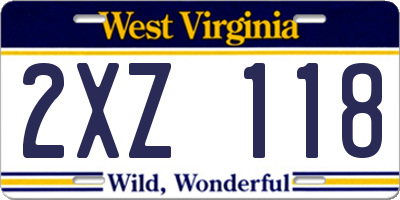 WV license plate 2XZ118
