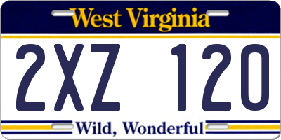 WV license plate 2XZ120