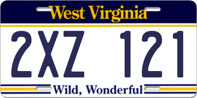 WV license plate 2XZ121