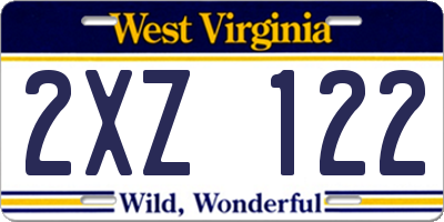 WV license plate 2XZ122