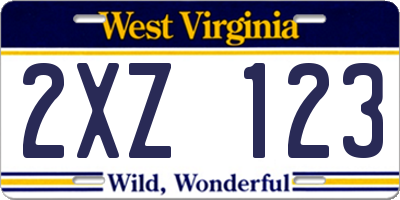 WV license plate 2XZ123