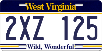 WV license plate 2XZ125