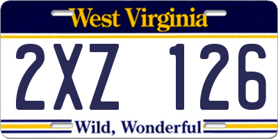 WV license plate 2XZ126
