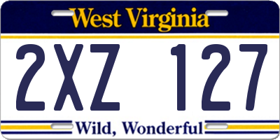 WV license plate 2XZ127