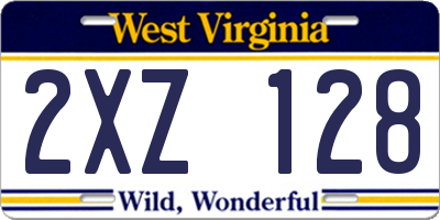 WV license plate 2XZ128