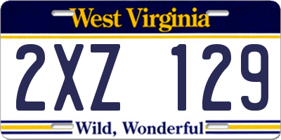 WV license plate 2XZ129