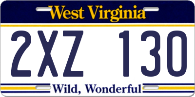 WV license plate 2XZ130