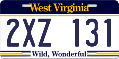 WV license plate 2XZ131