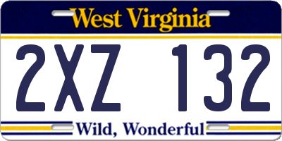 WV license plate 2XZ132