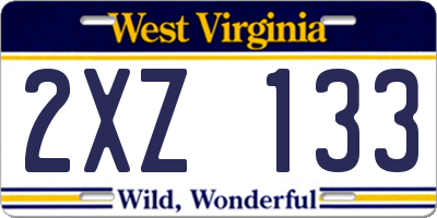 WV license plate 2XZ133