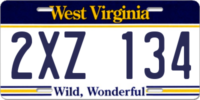 WV license plate 2XZ134