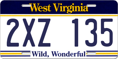 WV license plate 2XZ135
