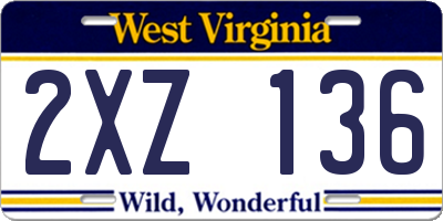 WV license plate 2XZ136