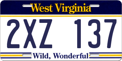 WV license plate 2XZ137