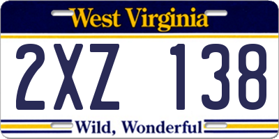 WV license plate 2XZ138