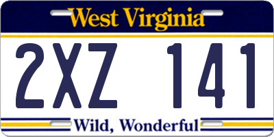 WV license plate 2XZ141