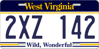 WV license plate 2XZ142