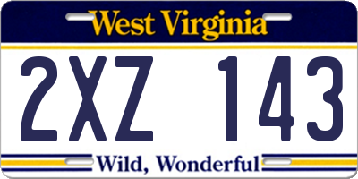 WV license plate 2XZ143
