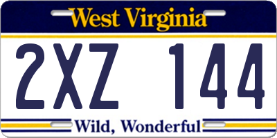 WV license plate 2XZ144