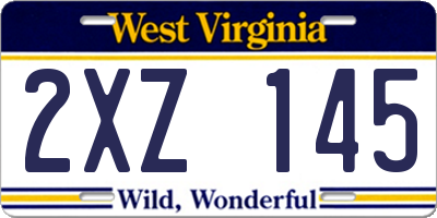 WV license plate 2XZ145