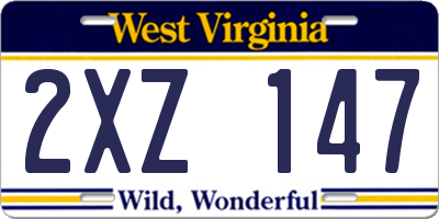WV license plate 2XZ147
