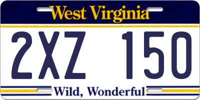 WV license plate 2XZ150