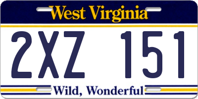 WV license plate 2XZ151