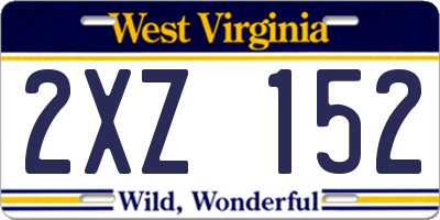 WV license plate 2XZ152